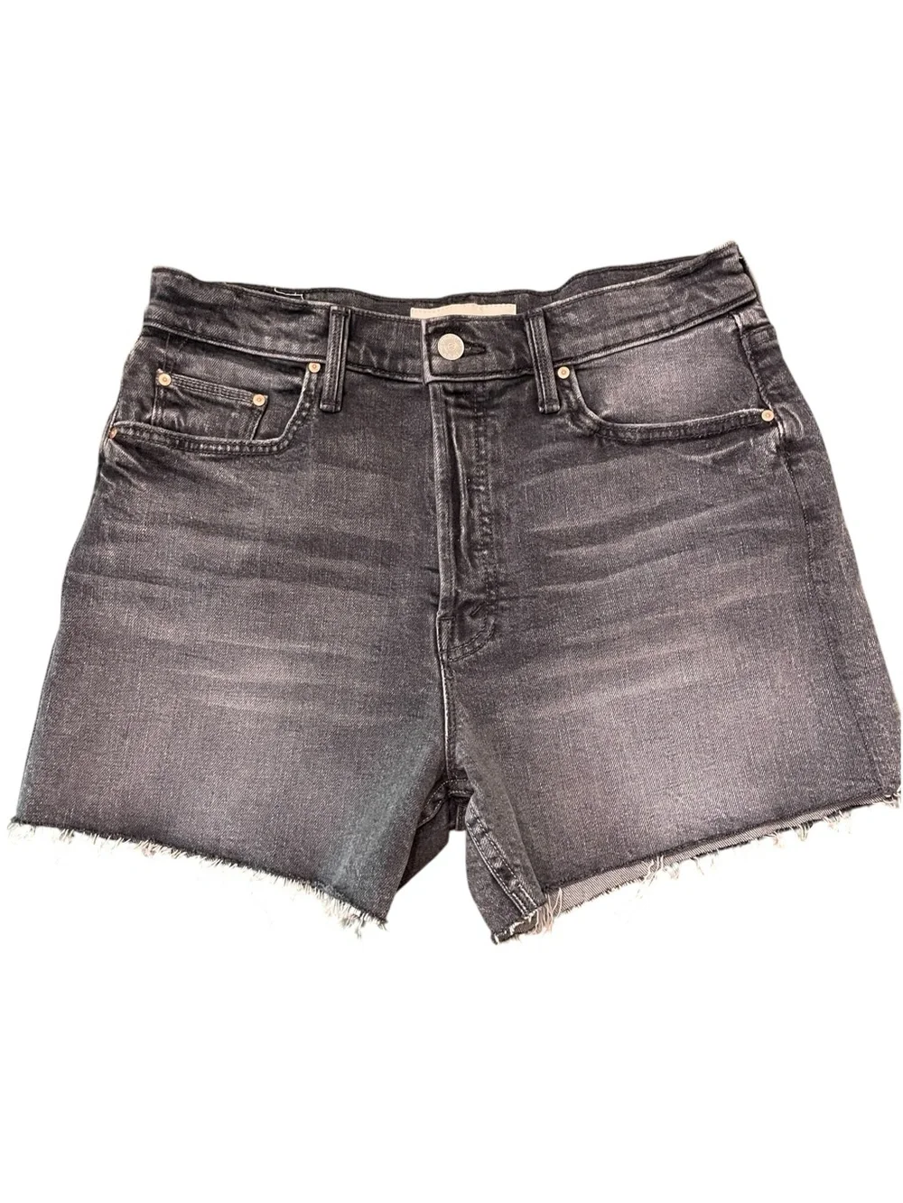 MOTHER Last Ride GrayCharcoal The Skipper Short N' Long Fray Jean Shorts Size 29
